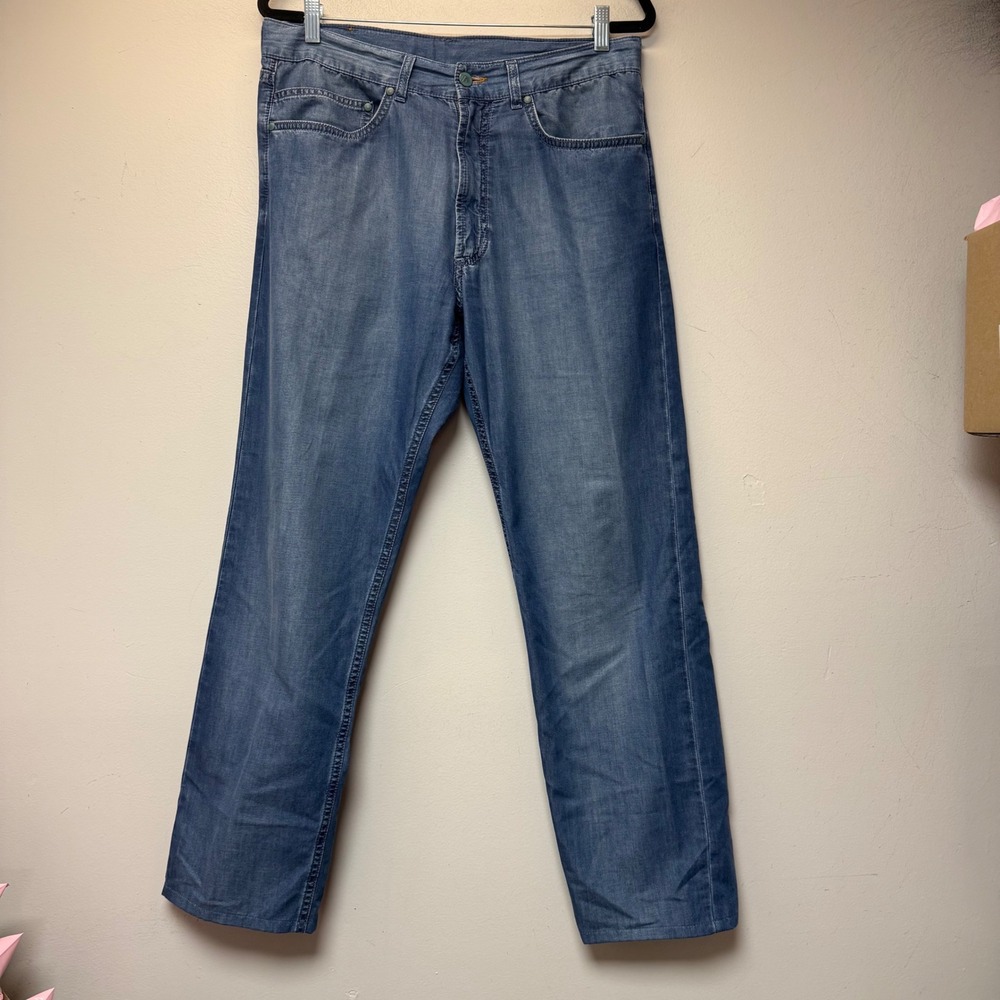 Ermenegildo Zegna Jeans Mens 35x29 Blue Excellent Straight Leg Soft Cotton Denim